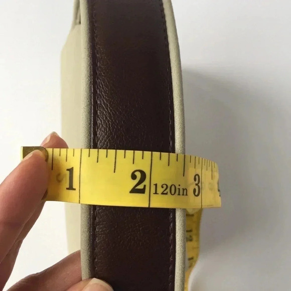 Beige cream faux leather mini handbag satchel  vegan clutch - Picture 13 of 14